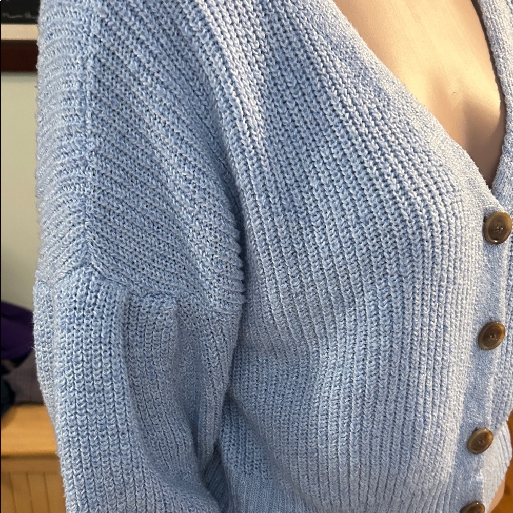 SO Women's Light Blue Button-Up Cardigan
